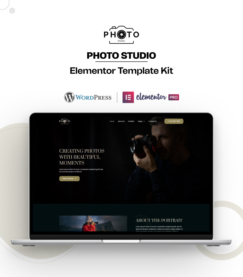The Portrait – Photography Portfolio WordPress Elementor Template Kit - Features Image 1