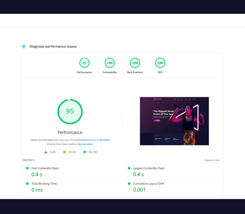 Divine Events – Musikalisches Event, gebrauchsfertiges WordPress Elementor-Vorlagen-Kit - Eigenschaften Bild 3