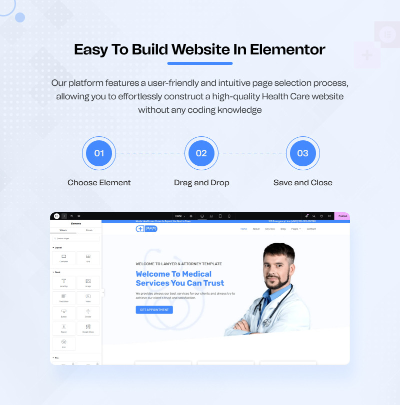 Medixpoint – Elementor Website Kit pro lékařské kliniky, lékaře a zdravotnické služby - Features Image 3