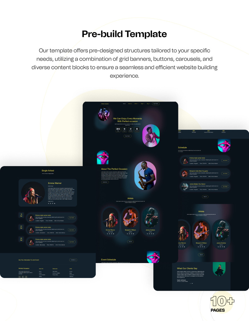 Perfect Occasion – Musical Event Ready to Use WordPress Elementor Template Kit - Features Image 5