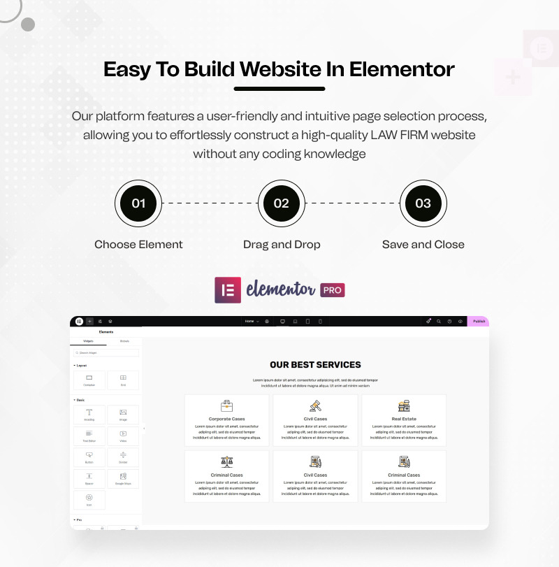 Hukuk Bürosu - Hukuk ve Avukatlar Kullanıma Hazır WordPress Elementor Kiti - Features Image 4