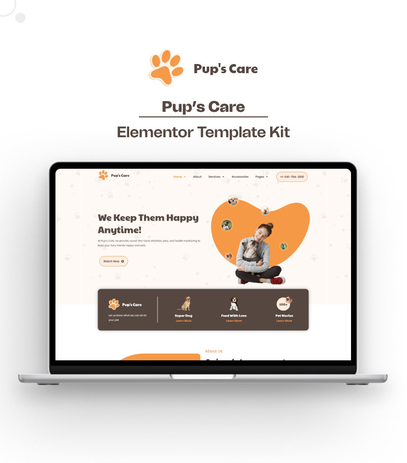 Pup's Care - Kit Elementor pronto all'uso per animali domestici - Caratteristiche Immagine 1