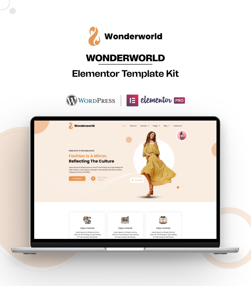 Wonderworld – Kit di modelli WordPress Elementor per moda, abbigliamento e modellismo - Caratteristiche Immagine 1