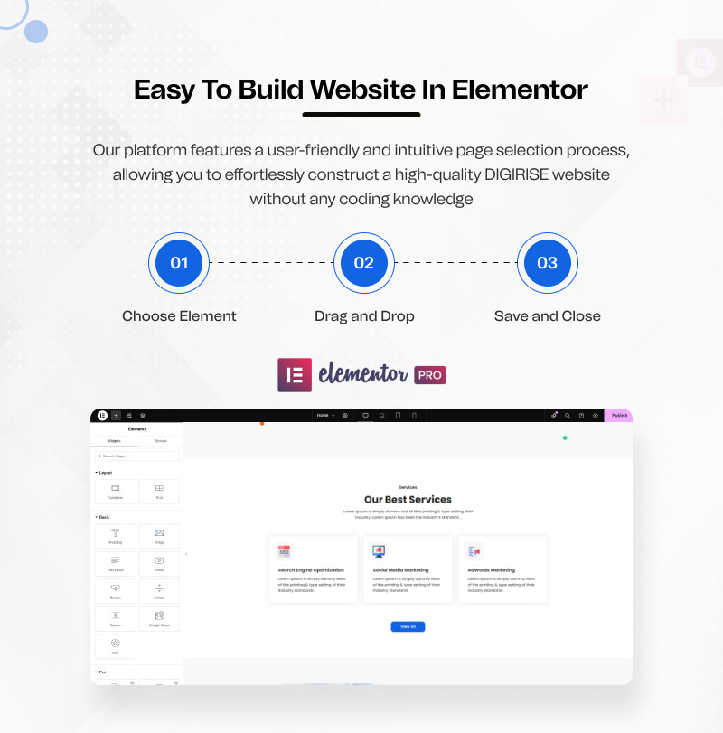 Digirise – Kit de plantillas Elementor de WordPress listas para usar para agencias de marketing - Características Imagen 5