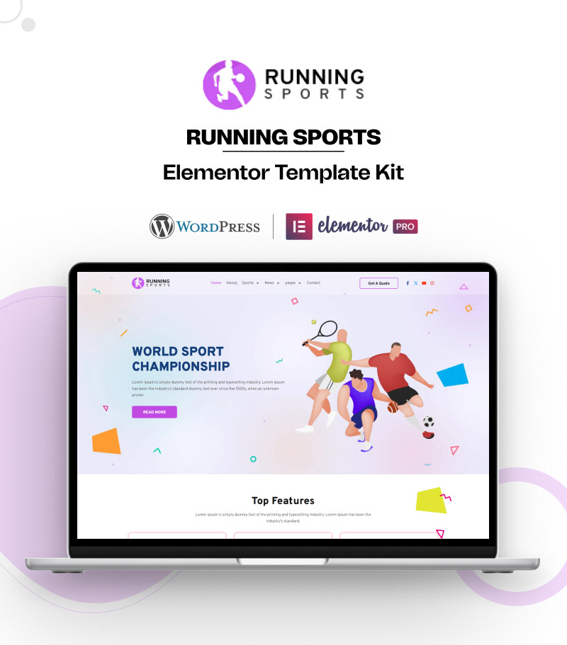 Bieganie sportowe – gotowy do użycia zestaw WordPress Elementor dla sportu - Obraz funkcji 1