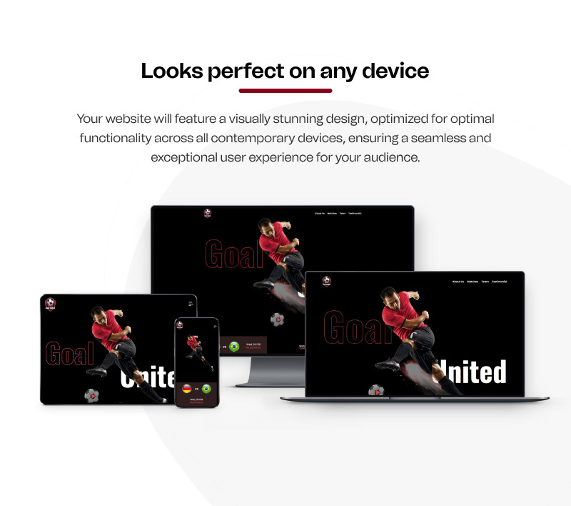 Goal United – Modello di landing page per Elementor dedicato allo sport calcistico su WordPress - Caratteristiche Immagine 7