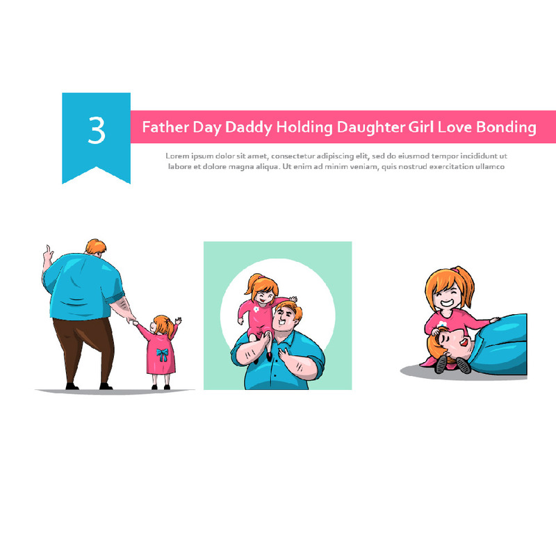 3 fars dag pappa håller dotter flicka illustration - Features Image 1