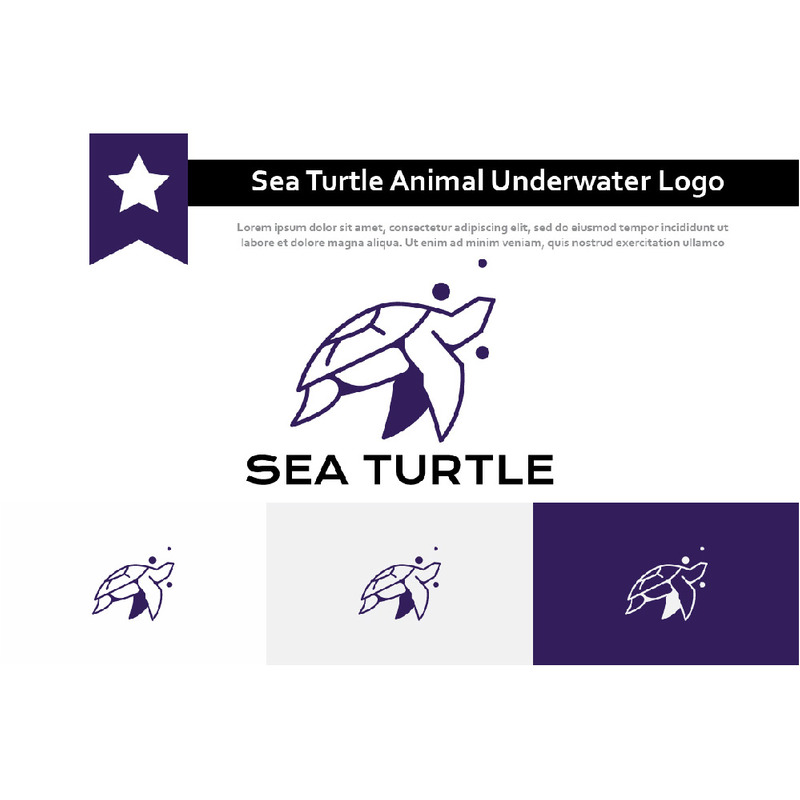 Abstraktes Meeresschildkröte-Tier-Unterwasser-Wildtier-Linien-Logo - Eigenschaften Bild 1