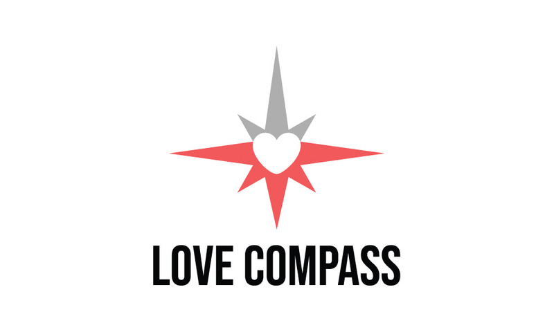 Love Compass Heart in Negative Space Symbol - Features Image 1