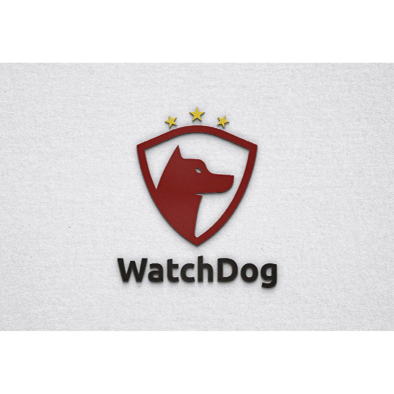Modello di logo di sicurezza con sagoma di testa di cane con scudo protettivo - Caratteristiche Immagine 1
