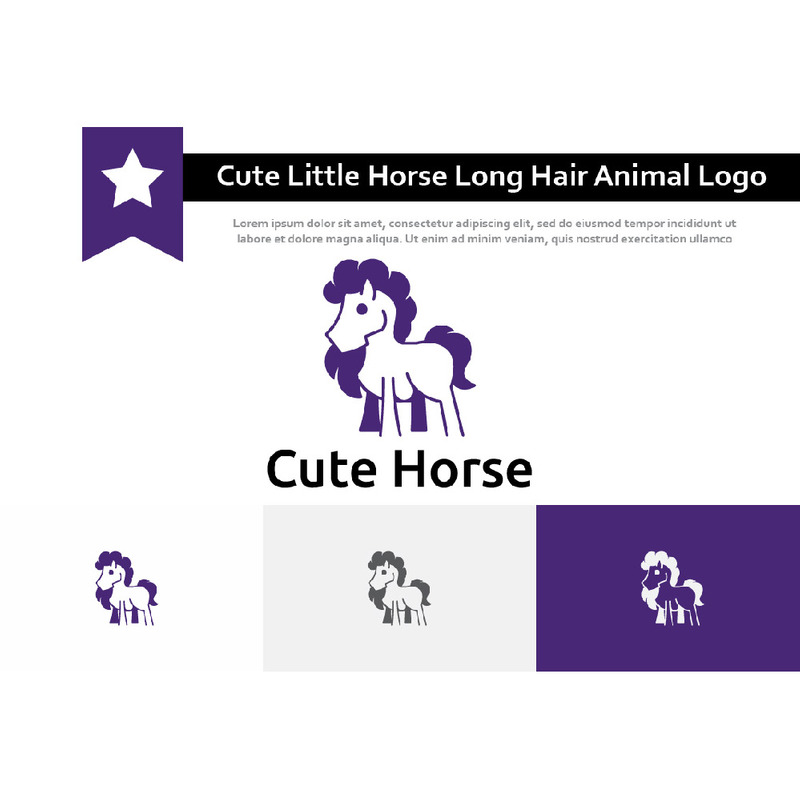 Simpatico cavallino a pelo lungo Logo animale semplice - Caratteristiche Immagine 1