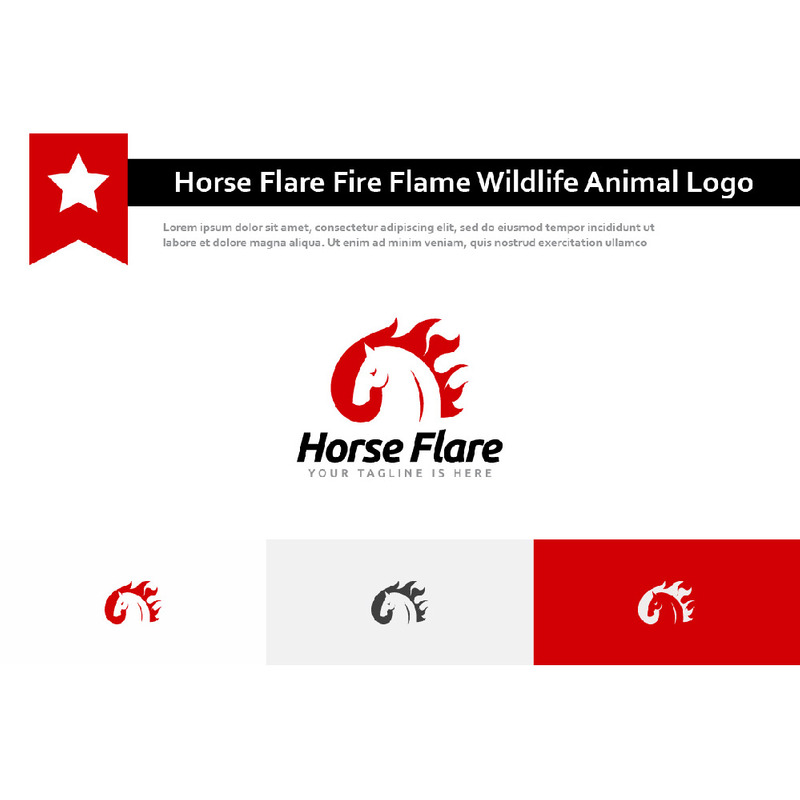 Horse Flare Fire Flame Burn Wildlife Animal Logo - Features Image 1
