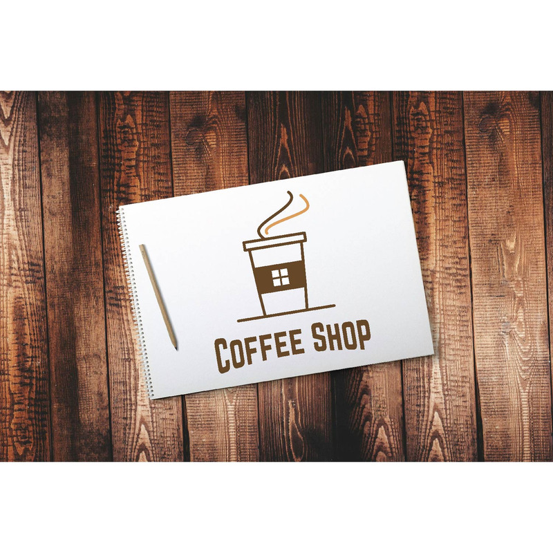 Modello di logo per tazza di caffè caldo marrone per casa, negozio, caffetteria - Caratteristiche Immagine 1