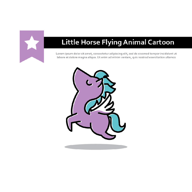 Cute Little Horse Jumping Flying Wing Animal Cartoon - Features Image 1