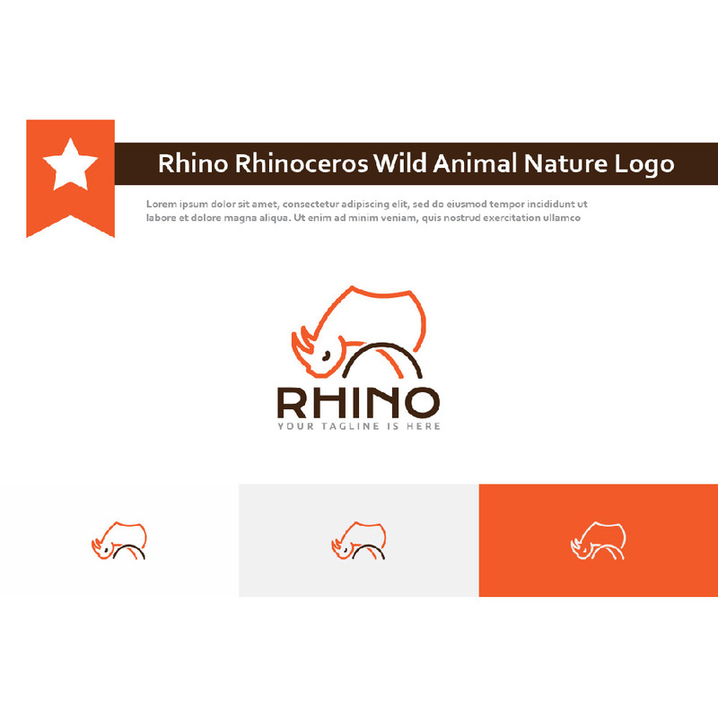 Rhino Rhinoceros Wild Animal Nature Abstract Line Logo - Caractéristiques de l’image 1