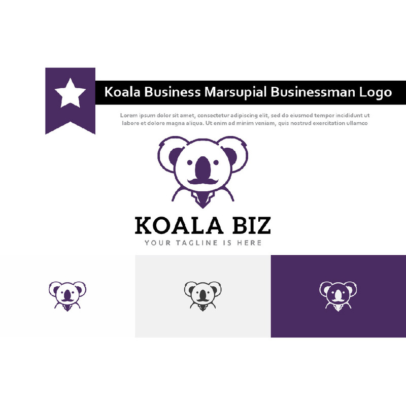 Moustache Koala Business Animal Marsupial Homme Affaires Logo - Caractéristiques de l’image 1