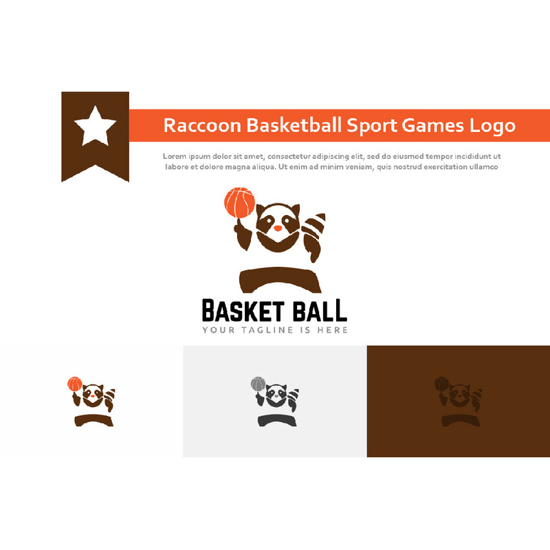 Raccoon Basketball Sport Club Games Healthy Life Logo - Features Image 1