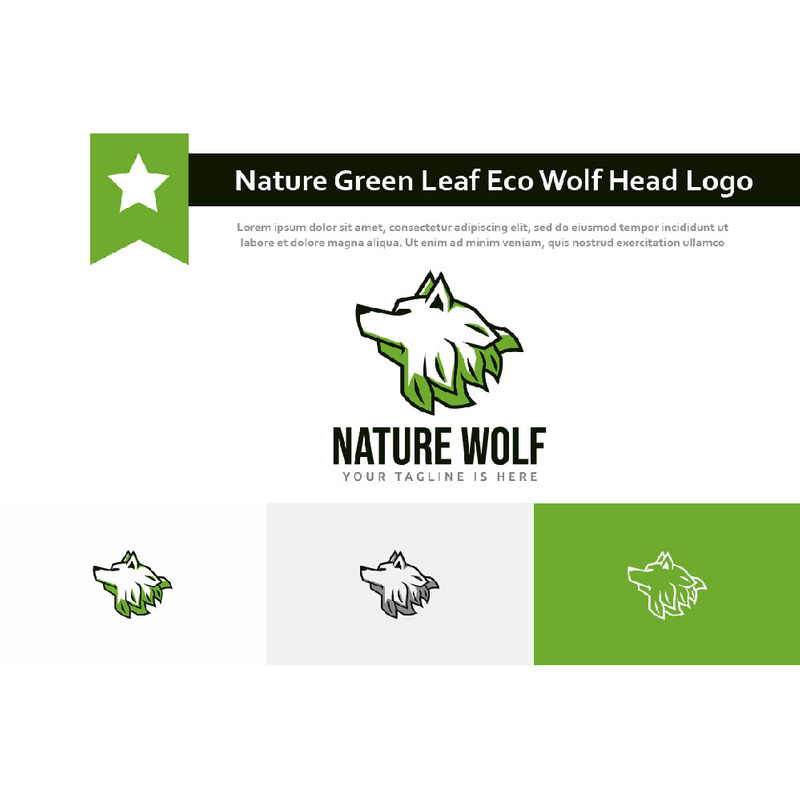 Nature Green Leaf Eco Wolf Head Logo - Features Image 1