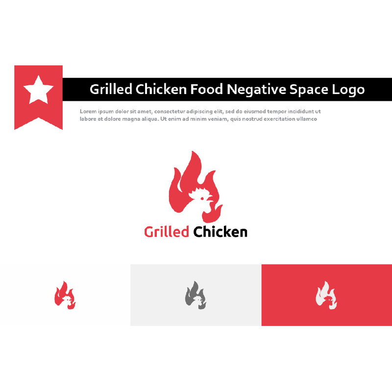 Grilled Chicken Restaurant Food Negative Space Logo - Features Image 1