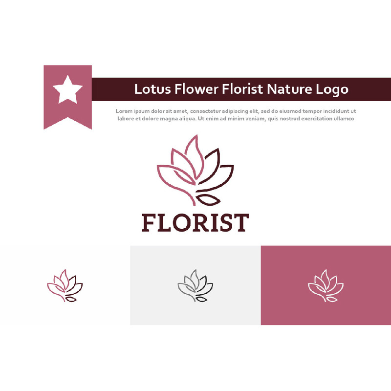 Lotus Flower Petal Florist Nature Line Abstract Logo - Features Image 1