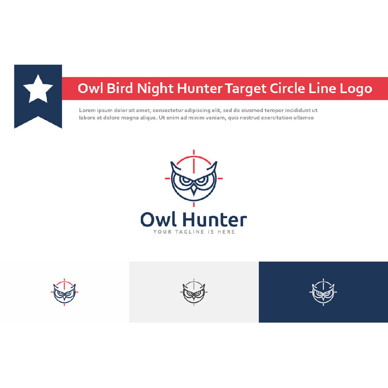 Owl Bird Silent Night Hunter Target Circle Line Logo - Features Image 1
