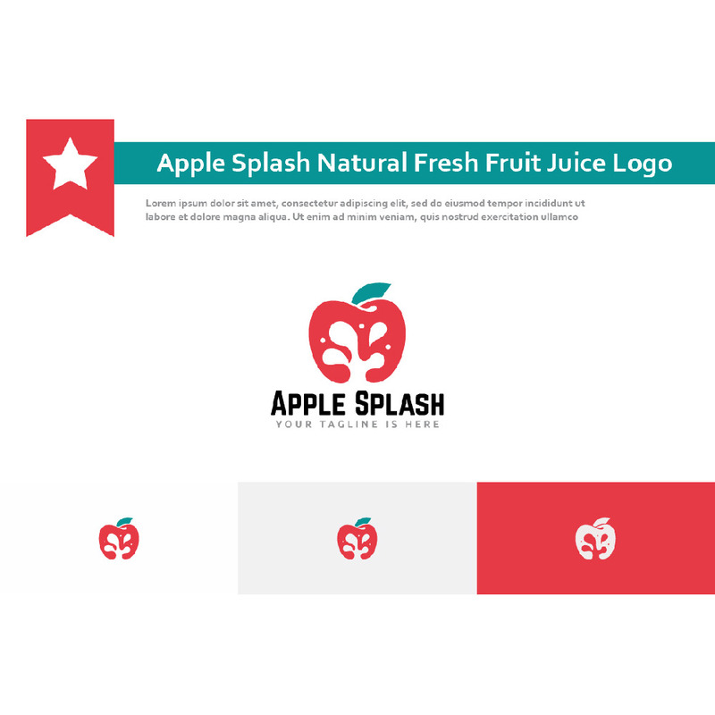 Apple Splash Natural Fresh Fruit Juice Logo TemplateMonster