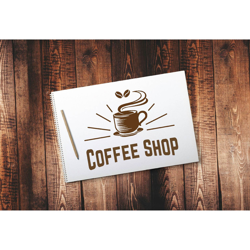 Aromatic Hot Coffee Shop Cafe Drink Cup Mug with Retro Style Logo Template - Features Image 1