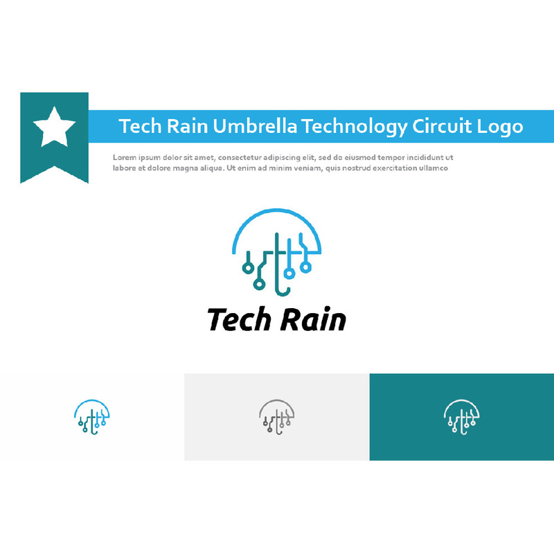 Logo Tech Rain Umbrella Technology Circuit Line - Caratteristiche Immagine 1
