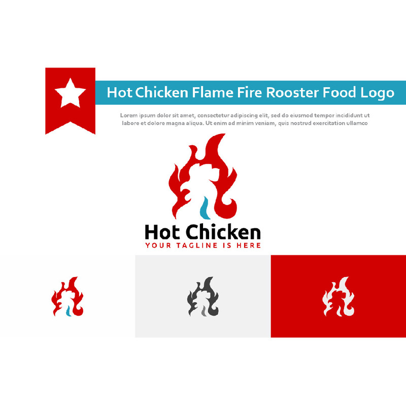 Logotipo de restaurante de comida de gallo de fuego de llama de pollo caliente - Características Imagen 1