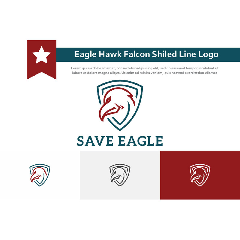 Eagle Hawk Falcon Spara Skydda Shiled Line Logotyp - Features Image 1