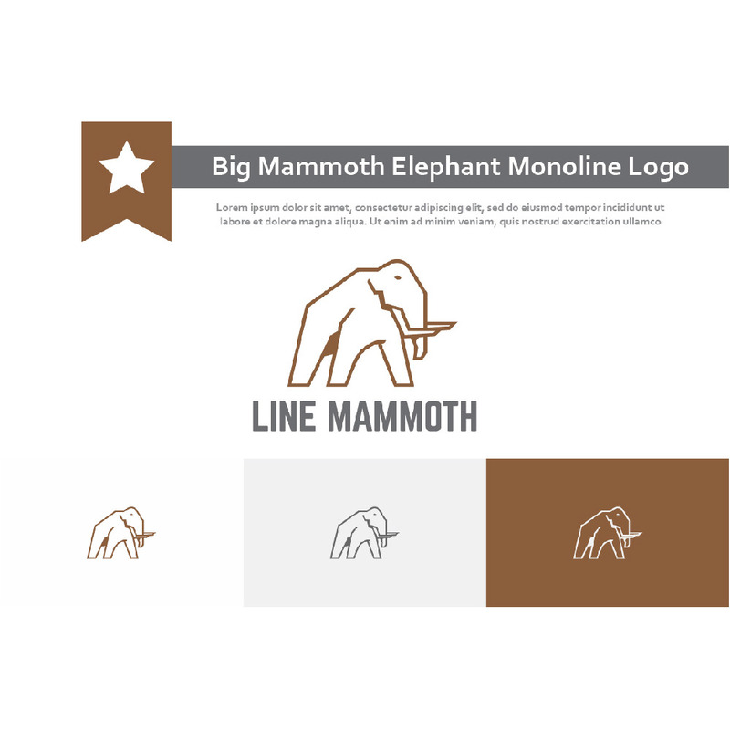 Big Mammoth Elephant Ice Age Ancient Animal Monoline Logo - Features Image 1