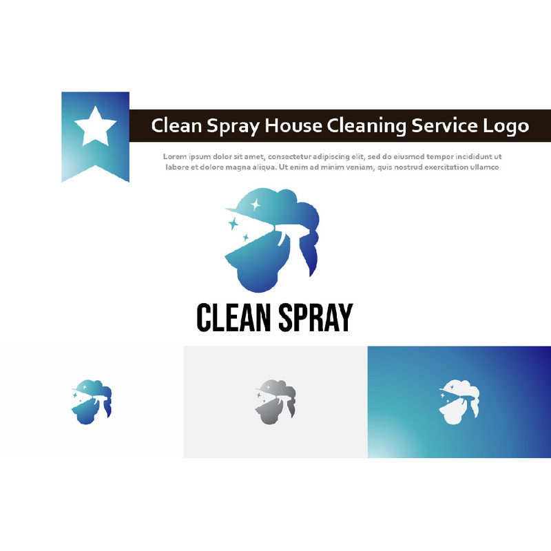Logotipo de espaço negativo de serviço de limpeza de casa de spray limpo - Features Image 1