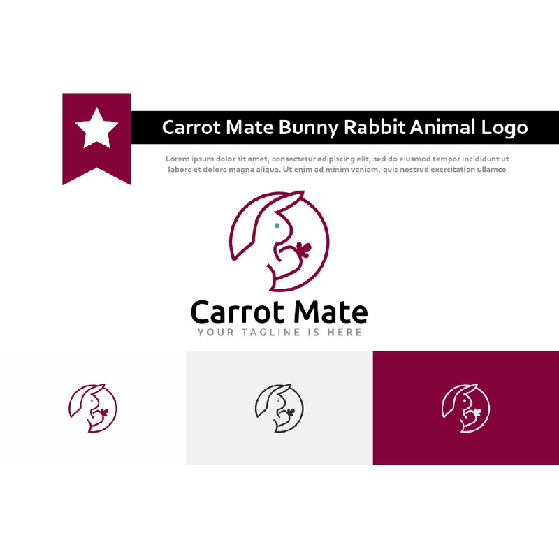 Carrot Mate Bunny Rabbit niedliches Tier Monoline Style Logo - Eigenschaften Bild 1