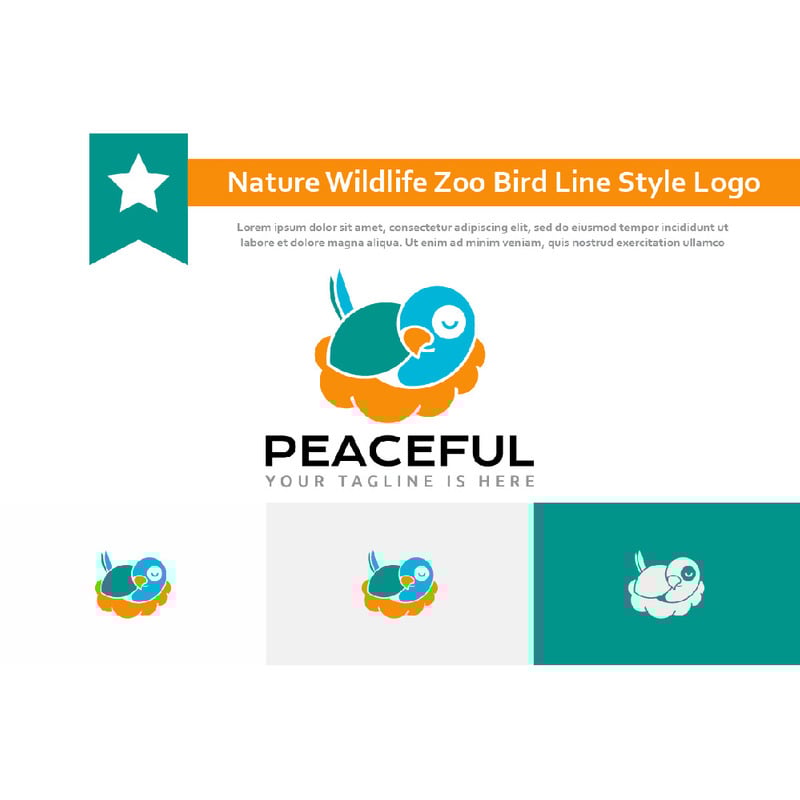 Pájaro de la naturaleza pacífica durmiendo en el logotipo del animal del nido - Características Imagen 1