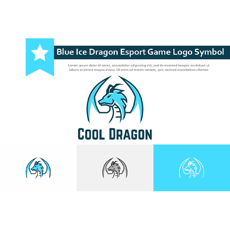 Blue Cool Ice Dragon Esport Game Logo Symbol - Features Image 1