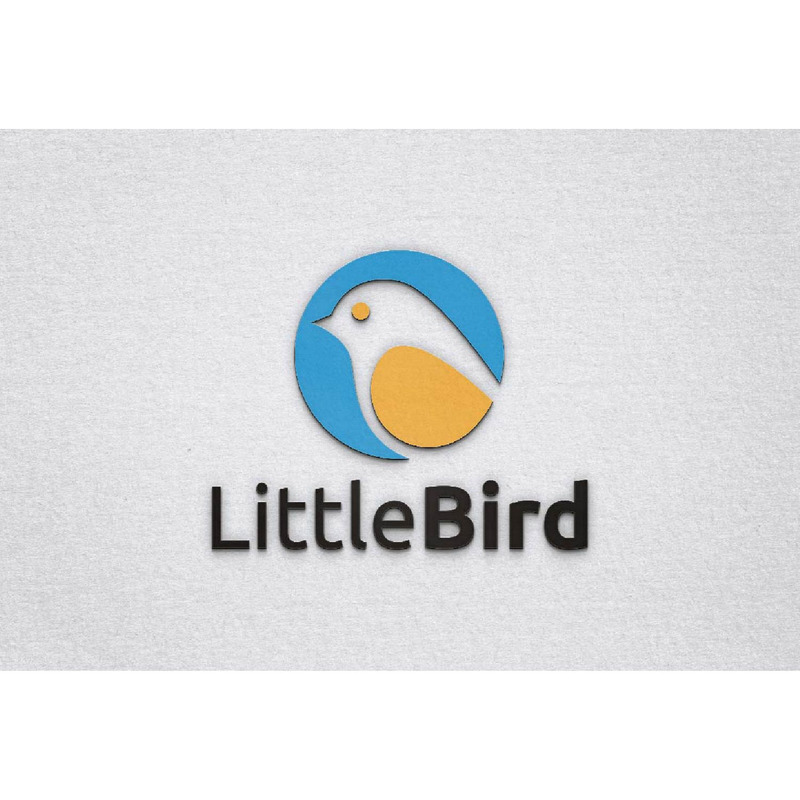 Passerotto, piccolo uccello, mascotte animale, spazio negativo con modello di logo circolare - Caratteristiche Immagine 1