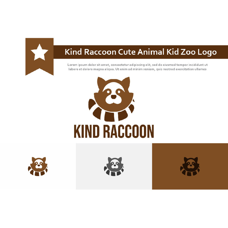 Tipo di procione simpatico animale Kid Zoo Logo - Caratteristiche Immagine 1