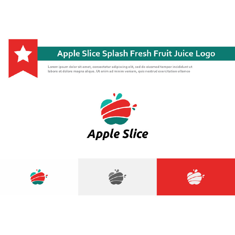 Apple Slice Splash Fresh Fruit Juice Logo TemplateMonster