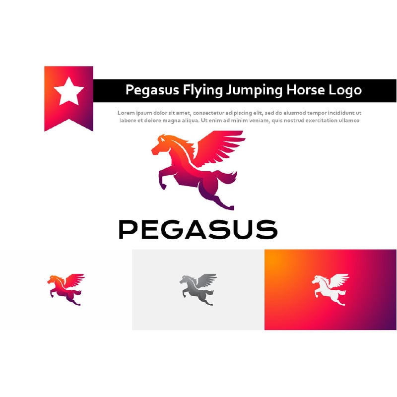 Gran Pegaso Volando Saltando Logotipo Caballo Alado - Características Imagen 1