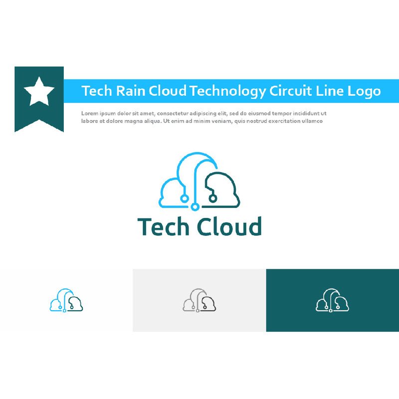 Logo della linea del circuito tecnologico Tech Rain Cloud - Caratteristiche Immagine 1