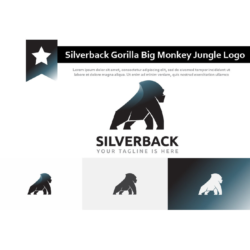 Silverback Strong Gorilla Big Monkey Jungle Mascot Logo - Caractéristiques de l’image 1