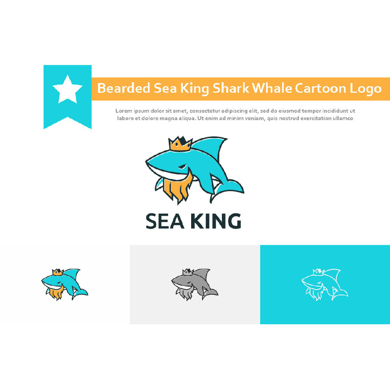 Bearded Sea King Elder Shark Whale Cartoon Logo - Features Image 1