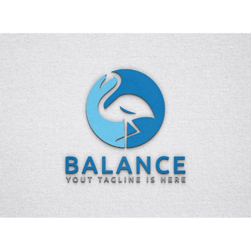 Circle Stork Bird Animal Negative Space Balance Business Logo Template - Features Image 1