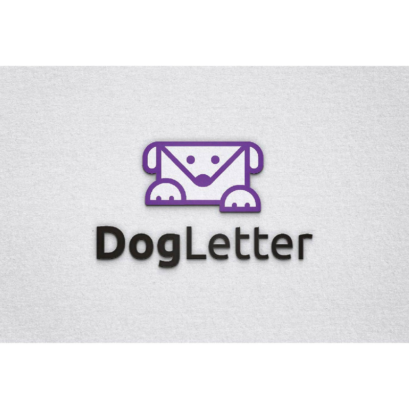 Modello di logo con linea di busta per lettera con messaggio di carattere cane - Caratteristiche Immagine 1
