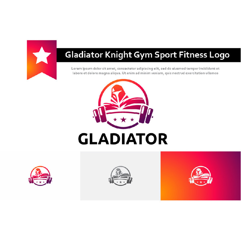 Forte Gladiatore Cavaliere Guerriero Spartano Palestra Sport Fitness Logo - Caratteristiche Immagine 1