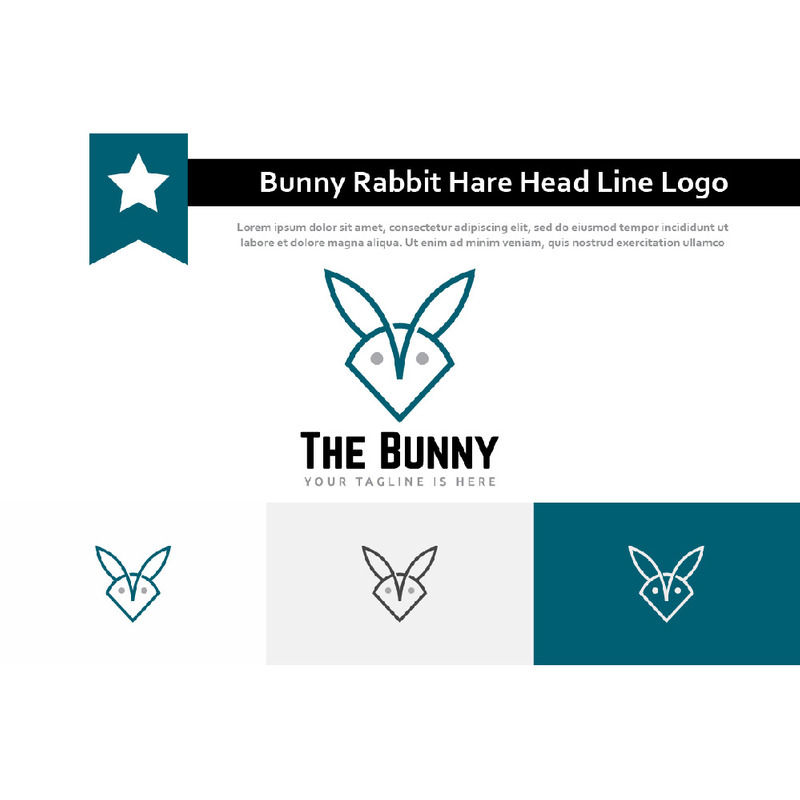 Hase Hase Kopf einfache moderne Linie Logo - Eigenschaften Bild 1