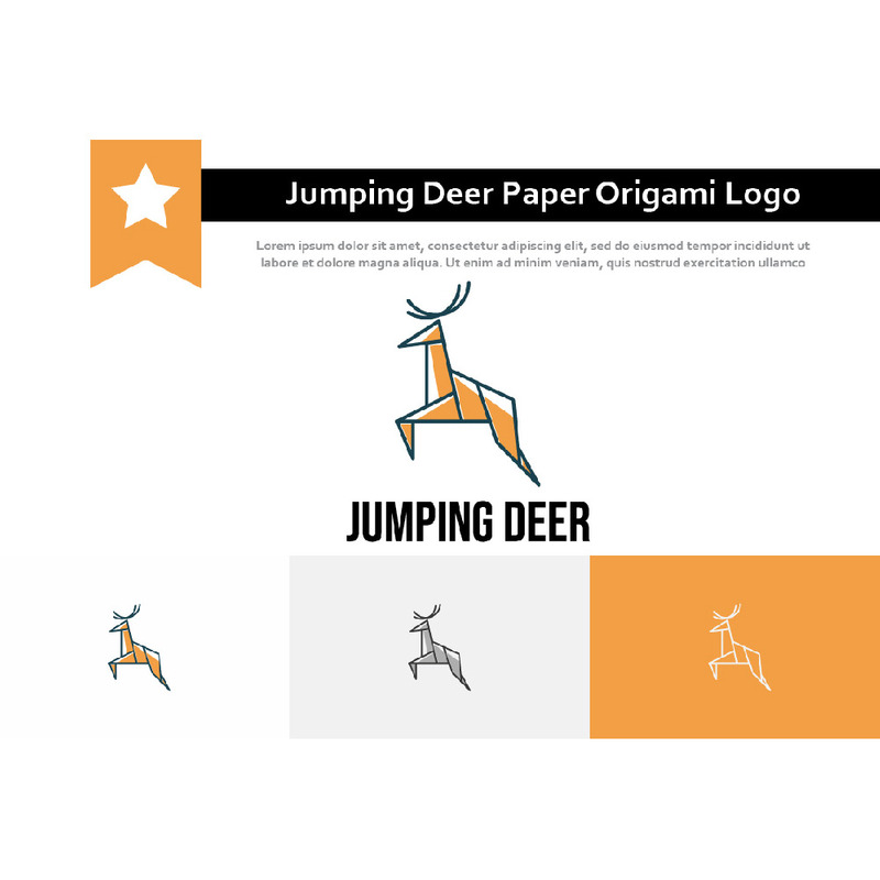 Salto Ciervo Naturaleza Animal Papel Origami Estilo Línea Logotipo - Características Imagen 1