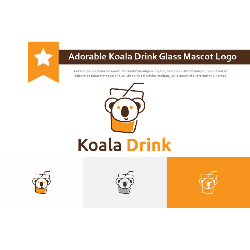 Adorable Fresh Fruit Koala Drink Glass Mascot Logo - Features Image 1