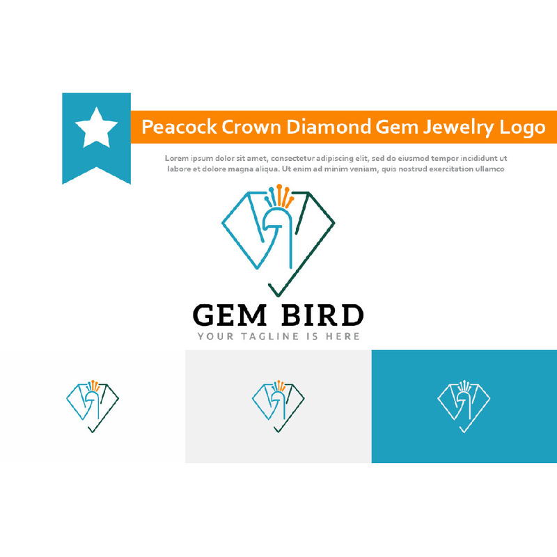 Pfau-Kronen-Diamant-Edelstein-elegantes Schmuck-Linien-Logo - Eigenschaften Bild 1