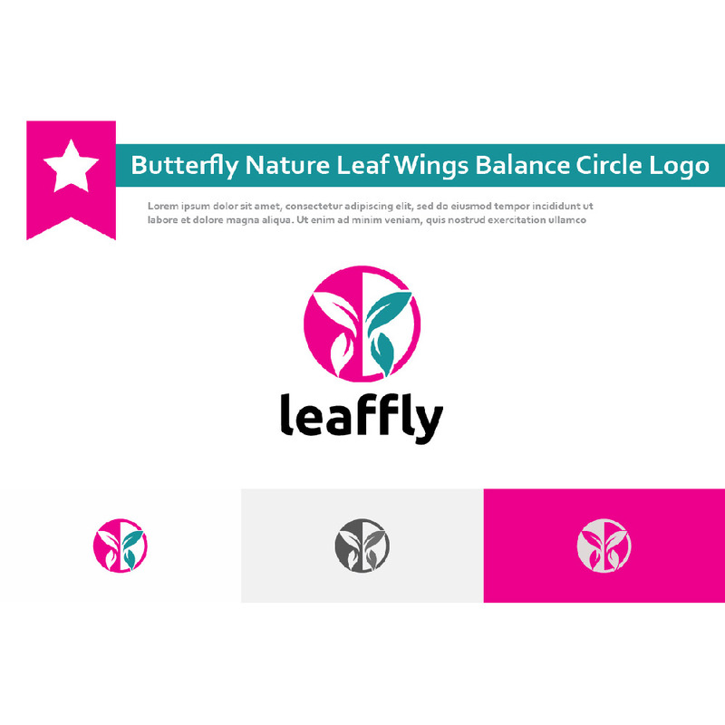Butterfly Nature Leaf Wings Balance Circle Logo